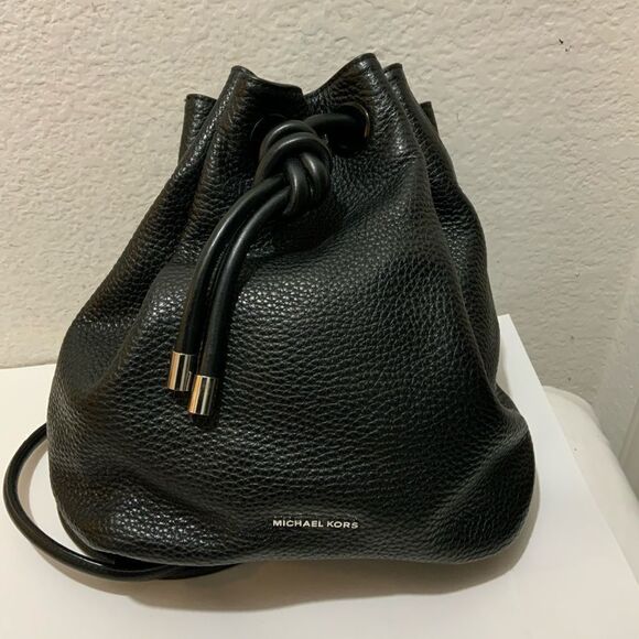 Michael Kors Handbag Purse Dalia Drawstring Pebbled Leather Black main image 4
